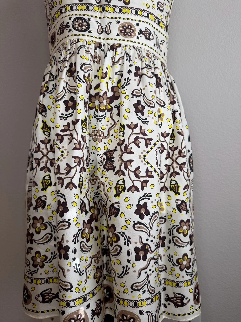 Tory Burch Pisces Dream Print Silk Dress Ivory Floral Luxury Designer Size 2